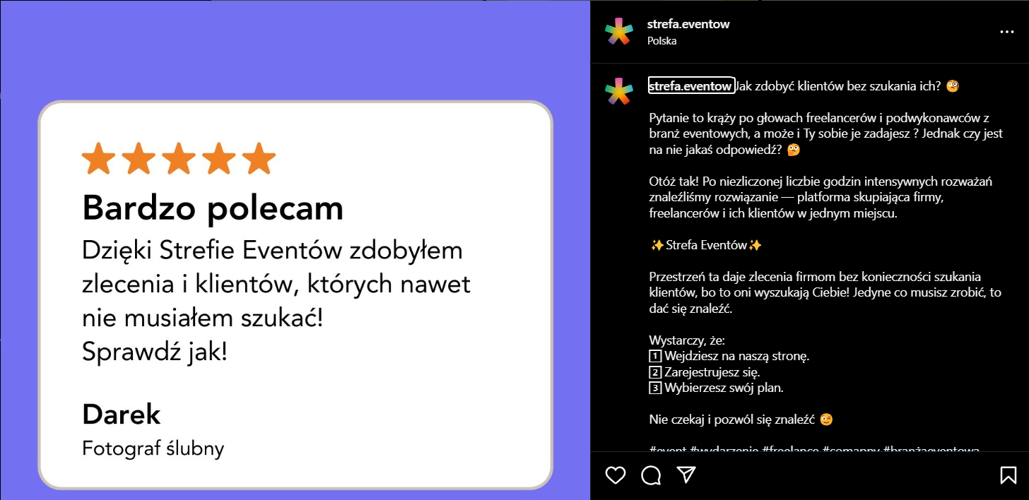 Przykład wykorzystania opinii, dzięki któremu można wzorować się, promując event.